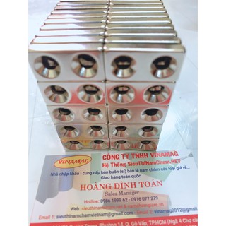 Nam châm chữ nhật 30x15x5 2 lỗ vát (bắt ốc vít)