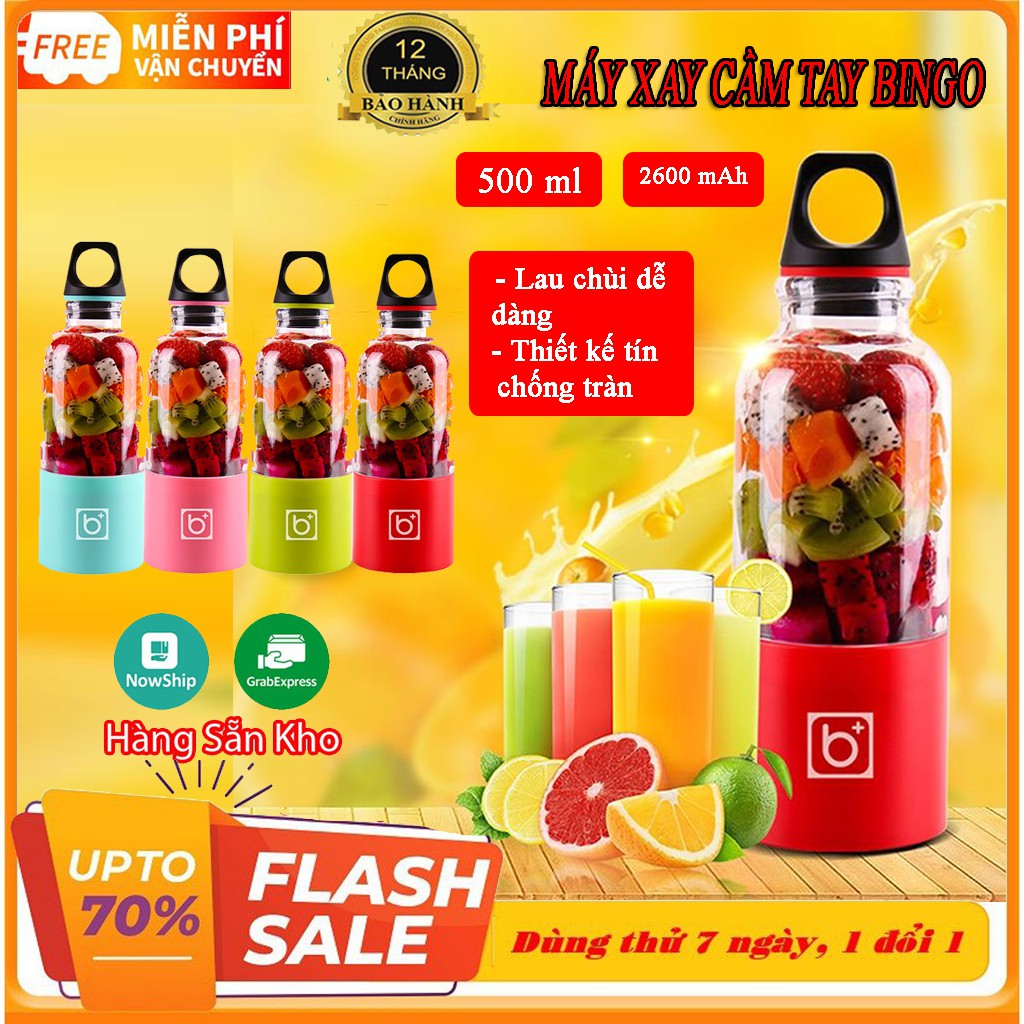 Máy Xay Sinh Tố Cầm Tay Mini Bingo - 4 Lưỡi Xay - Tiện Lợi - Cổng Sạc Usb Tiện Dụng