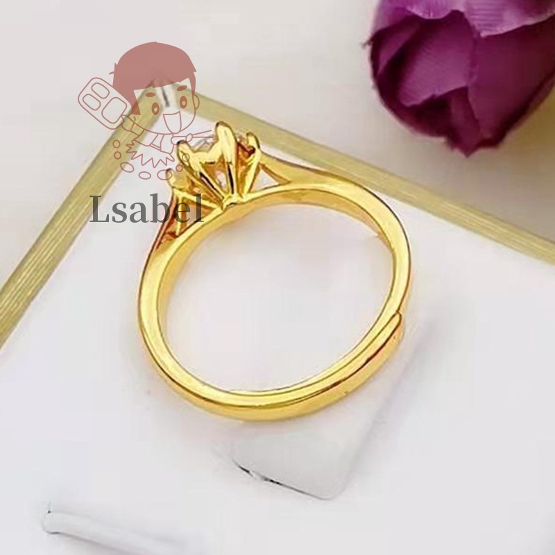 Nhẫn cưới vàng đính đá tròn có thể điều chỉnh cho nữ