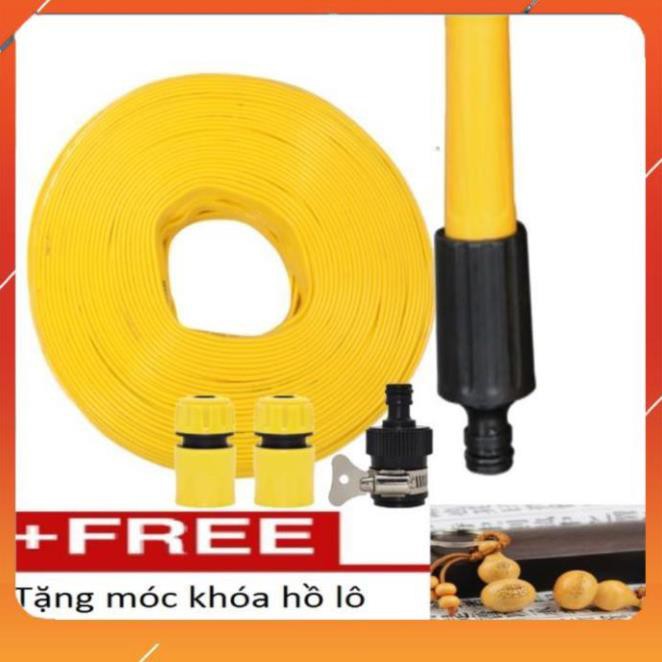 ❤️Evoucher Bộ dây vòi xịt nước rửa xe,tưới cây ✔,tăng áp 3 lần,loại 3m,5m 206622-5 cút sập,nối nhựa đen+  móc khoá