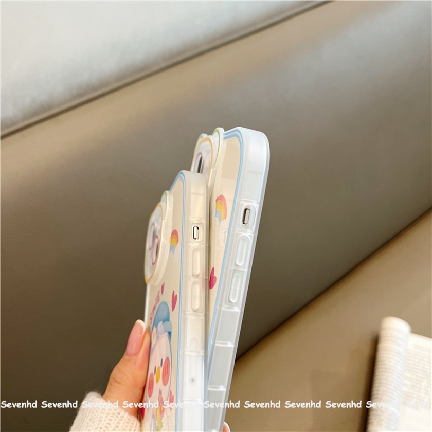 Ốp Điện Thoại Mềm Họa Tiết Tai Gấu / Vịt Đội Mũ Xanh Dương Cho iPhone 14 13 12 11 Pro Max Xs Max Xr X 6 6s Plus