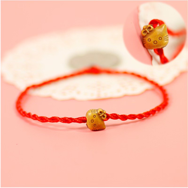 Vòng tay dây đỏ may mắn bình an Phong thủy Handmade 145 dễ thương phong cách retro