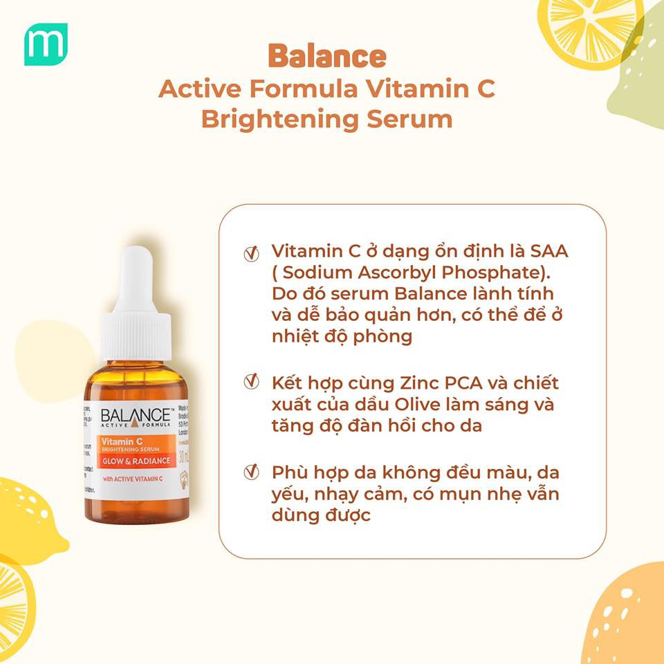 Tinh Chất giảm Thâm, Trắng Da Balance Active Formula Vitamin C Brightening Serum 30ml