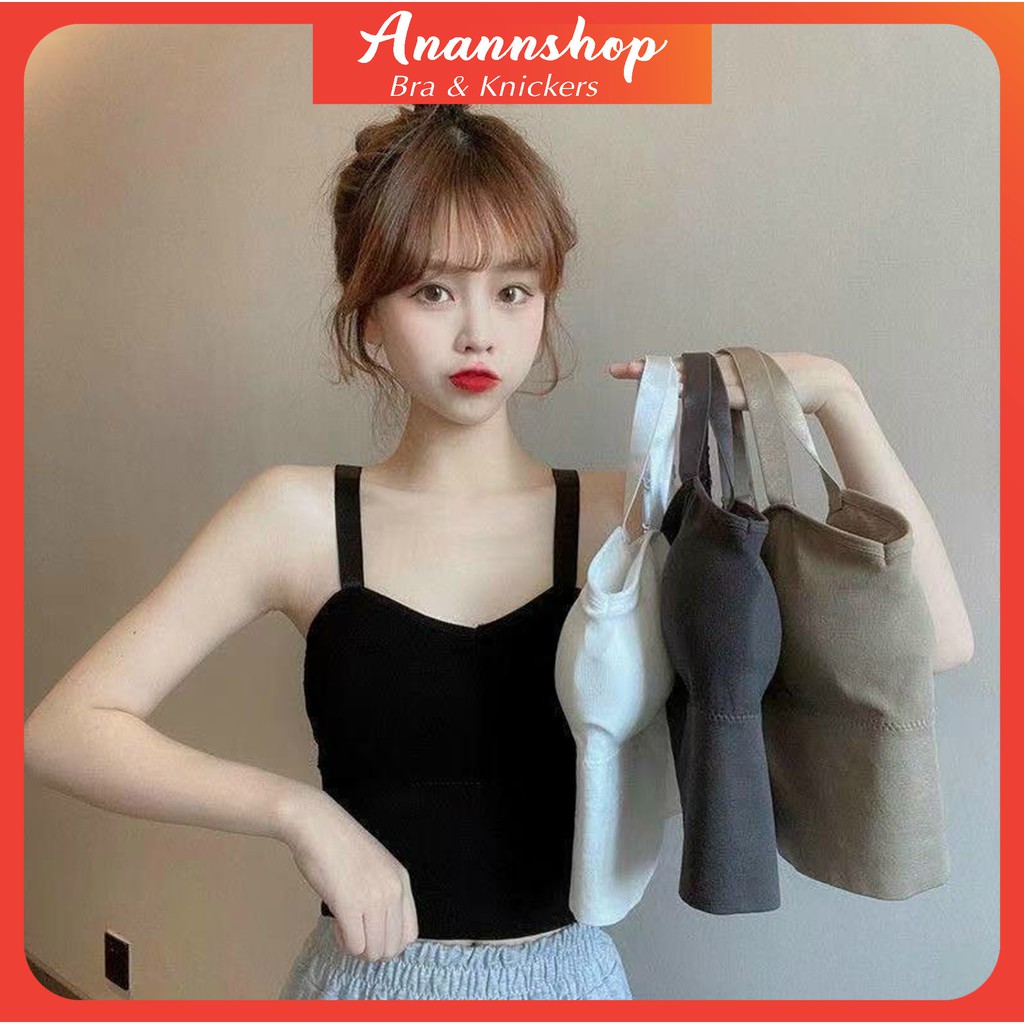 Áo 2 Dây - Áo Ngực Bra Thân Dài 2 Dây Cotton Len Tăm Kiểu Dáng Hàn Quốc Có Đệm Ngực 949 | BigBuy360 - bigbuy360.vn