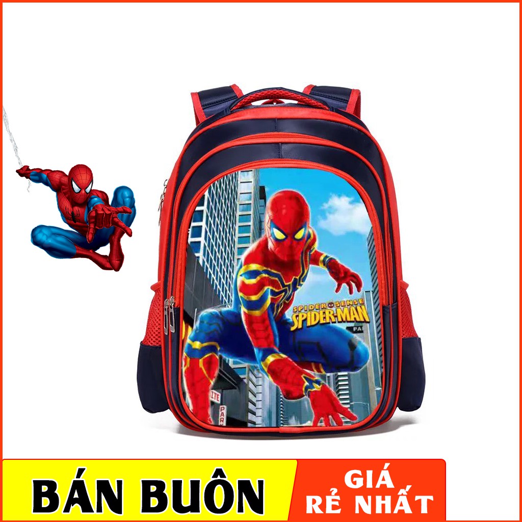 Balo cặp sách đi học bé trai hình 3D các nhân vật Siêu Nhân người nhện cấp 1 tiểu học lớp 1-2-3-4-5 TE6