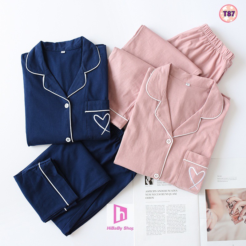 Pijama mặc nhà thu đông chất cotton mềm đẹp T87 | BigBuy360 - bigbuy360.vn