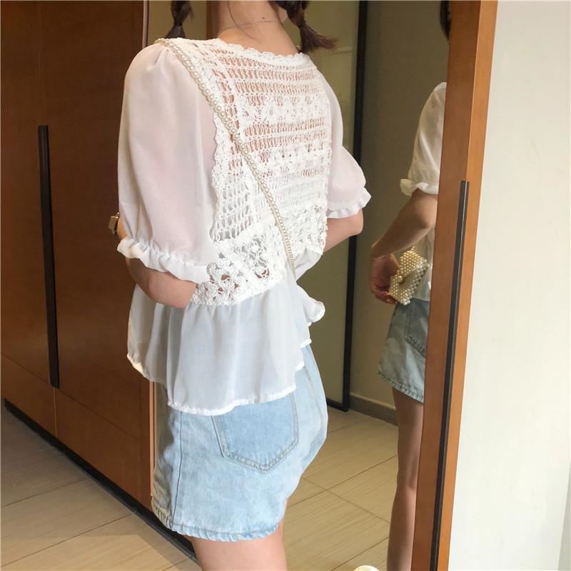 SUXI Áo Kiểu Chất Chiffon Tay Ngắn Hoạ Tiết Hoa Thời Trang Mùa Hè