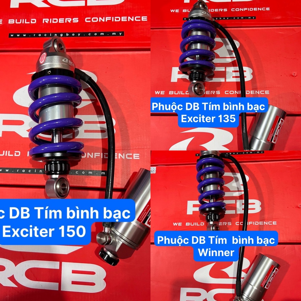 Phuộc RCB DB2 màu tím bình dầu bạc Winner, Sonic, Exciter 150, Exciter 135