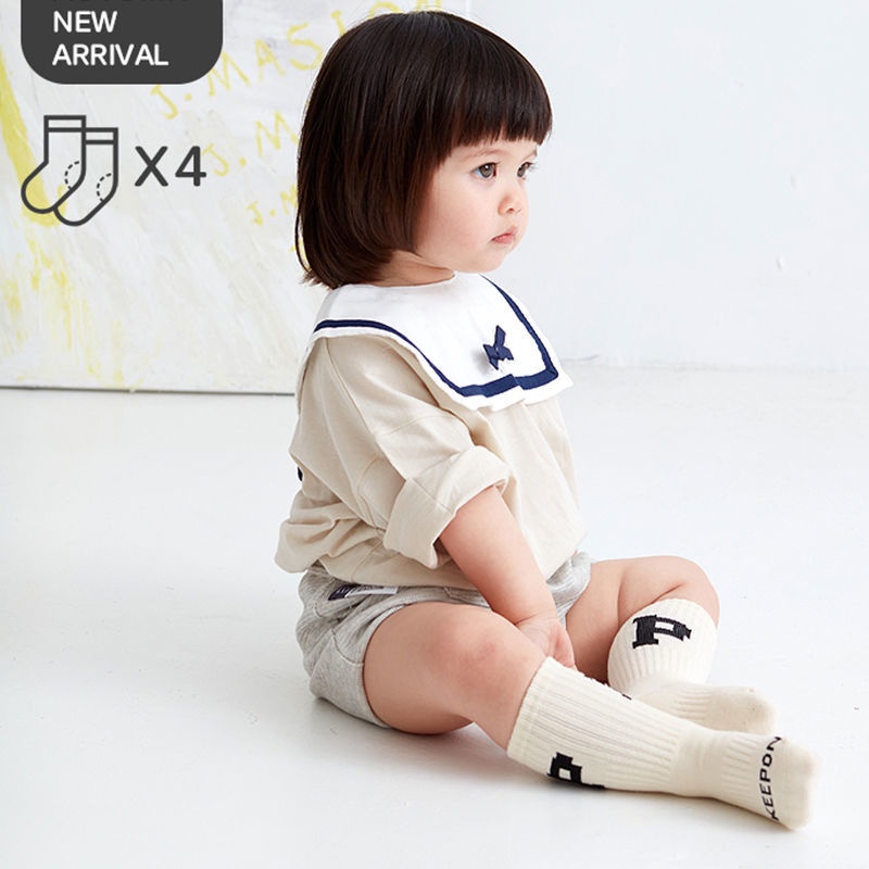 Vớ Dày Giữ Ấm Chống Trượt In Chữ Đơn Giản Thời Trang Thu Đông Dành Cho Trẻ Em