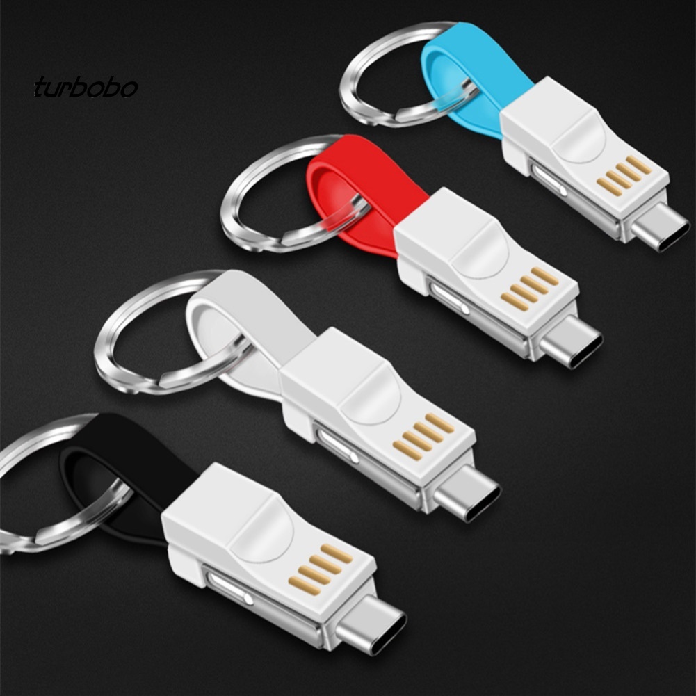 Dây Cáp Sạc 3 Trong 1 Micro Usb Type-C Có Móc Khóa Cho Điện Thoại Android Iphone