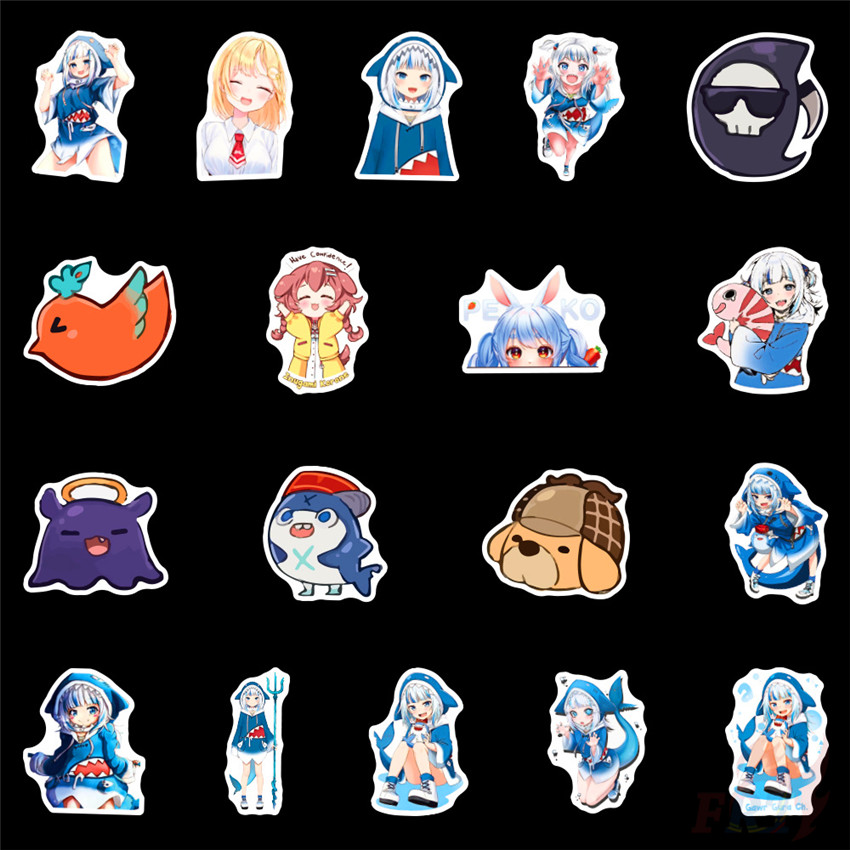 ❉ Hololive Vtuber Gawr Gura Series 01 Stickers ❉ 50Pcs/Set Fashion DIY Waterproof Decals Doodle Stickers