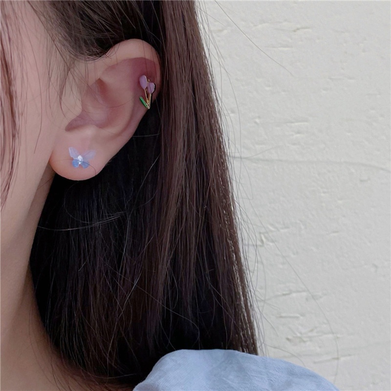 8 Bông Tai Acrylic Hình Hoa Và Bướm Nhiều Màu Sắc Dễ Thương Cho Bạn Gái