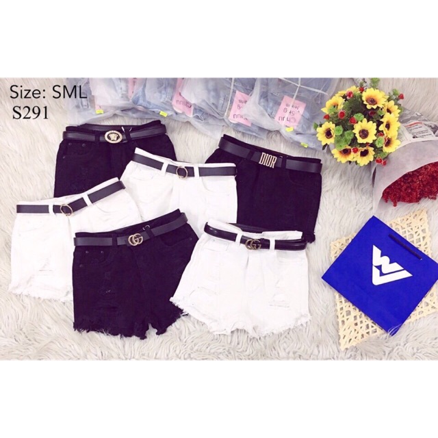 Sort Jean giãn trắng đen siêu đẹp chụp thật