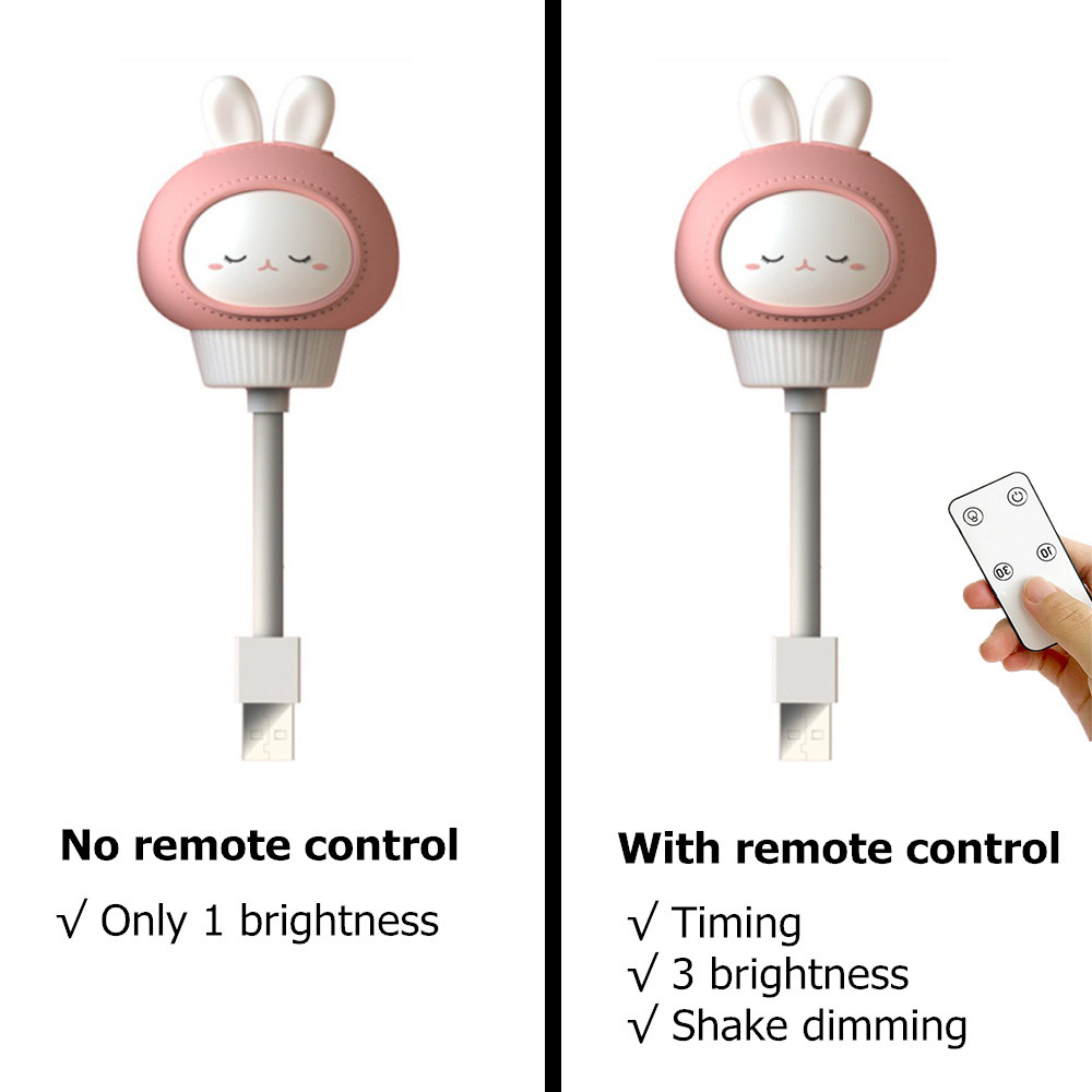 Đèn Ngủ Usb Hình Động Vật Dễ Thương Kèm Điều Khiển Từ Xa