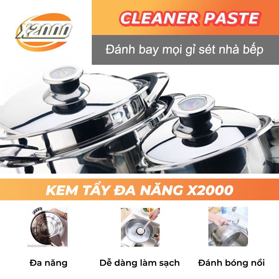 Kem đánh bóng kim loại X2000 Kem tẩy đa năng bột tẩy rửa nhà bếp rỉ sét kim loại Kitchen Cleaner