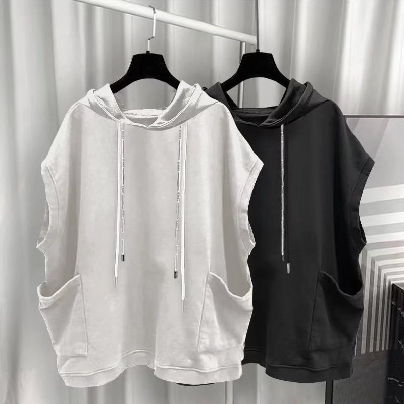 Áo Hoodie Sát Nách Dáng Rộng Phối Nhiều Túi Phong Cách Hip Hop Đường Phố Nhật Bản Cỡ M-3XL Cho Nam
