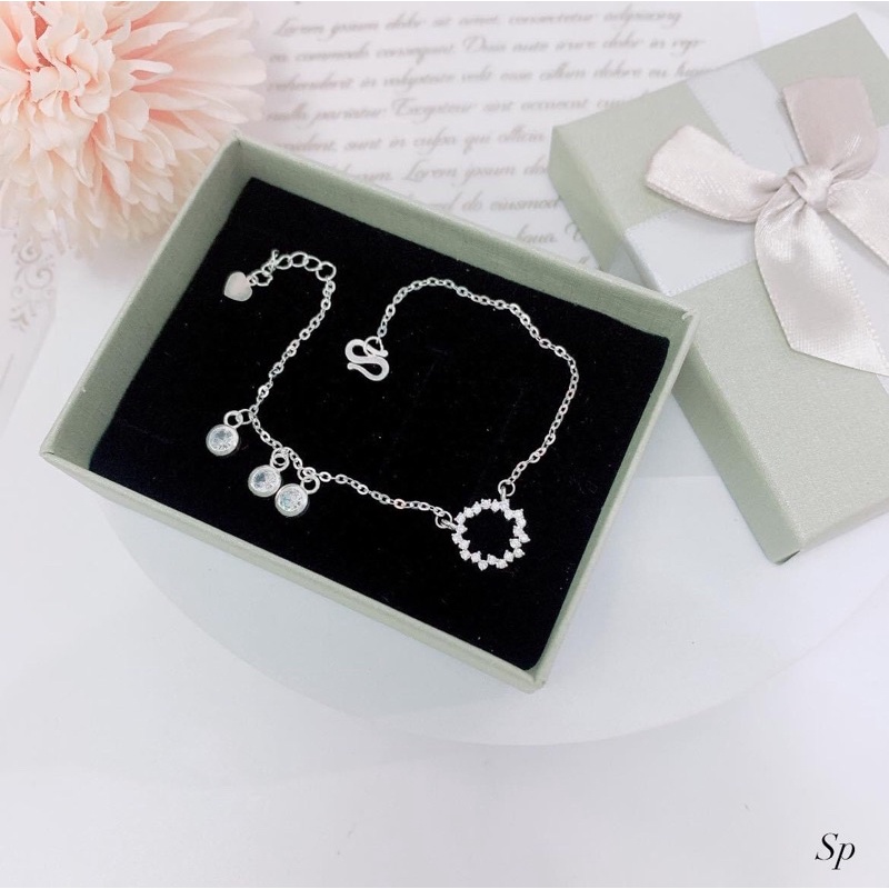 Lắc Tay Bạc Ta CaoBac Silver Cho Nữ Huyền Thoại Biển Xanh Mix Thêm Ba Ổ Đá Sợi Xích Mảnh