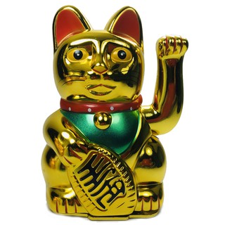 Mèo Thần Tài vàng vẫy khách chạy pin cao 26cm