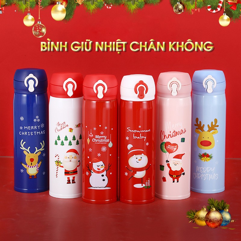Bình nước giữ nhiệt Noel 500ml quà tặng giáng sinh 2021 cho người thân bạn bè đồng nghiệp