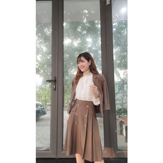 Sét Vest cherry chân váy xếp ly