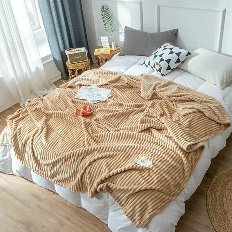 Chăn nhung tuyết kẻ tăm, chăn văn phòng hàng cao cấp, nhiều màu siêu mềm mịn