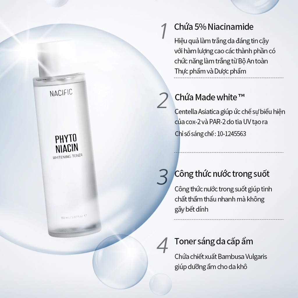 Nước hoa hồng dưỡng trắng da Nacific Phyto Niacin Whitening Toner 150ml