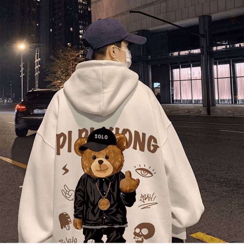 Áo hoodie Thể Thao Dáng Rộng In Họa Tiết Hoạt Hình Phong Cách Hip Hop Đường Phố Nhật Bản Cho Nam