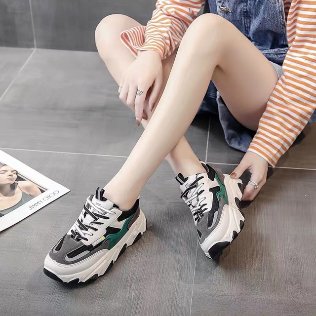 Giày Sneaker Nữ 💖FREESHIP💖 Giày Thể Thao Phối Màu- Giày Nâng Chiều Cao 3cm | BigBuy360 - bigbuy360.vn