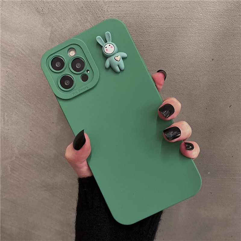 Ốp Điện Thoại Viền Thẳng Họa Tiết Thỏ Dễ Thương Có Vị Trí Lỗ Lens Chính Xác Cho Iphone 14 13 12 11 Pro Max X XS XR Max 6 7 8 Plus