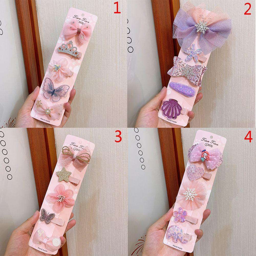 Set 5 Kẹp Tóc Nơ Xinh Xắn Dành Cho Bé Gái