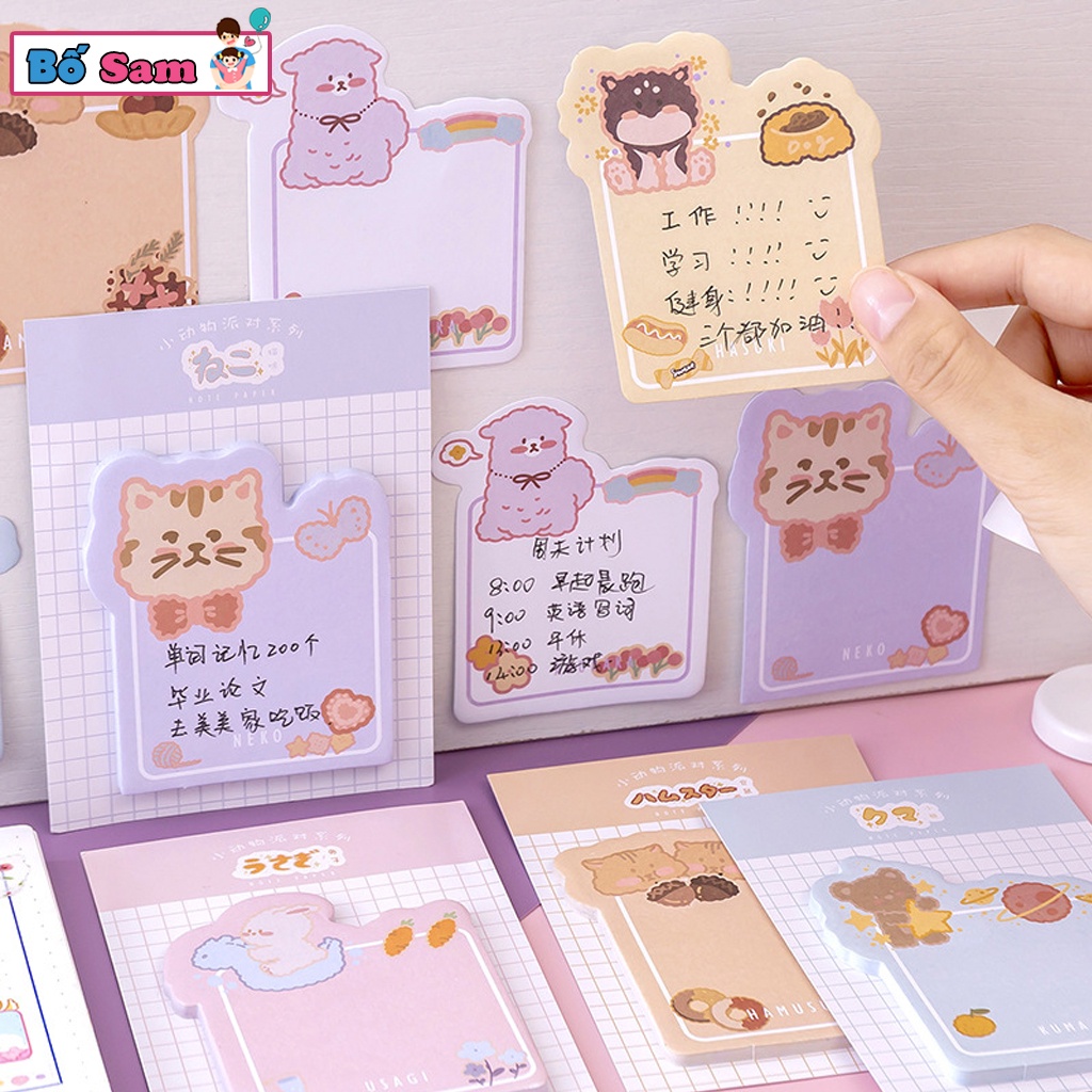 Giấy ghi chú dễ thương, giấy note hình cute, giấy ghi chú nhiều mẫu đáng yêu Shop Bố Sam