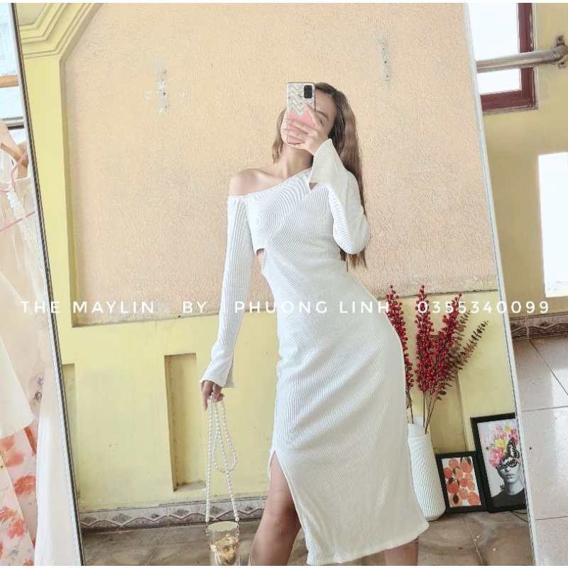 ĐẦM MIDI CUT OUT TRẮNG