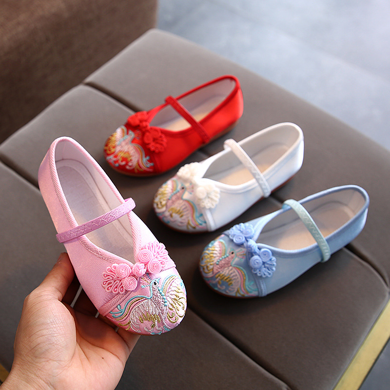 Giày thêu phong cách Hán Phục cổ điển dành cho bé 1-12 tuổi size 34-37