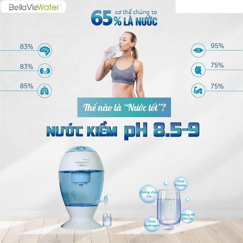 Bình Lọc Nước Ion Kiềm 20 Lít BellaVie Water - Hàng Nhập Khẩu Mỹ