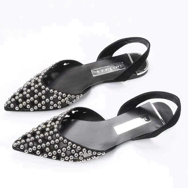 Zara Dép bệt đính ngọc có quai hậu