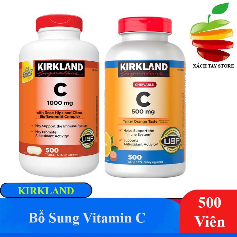 [Bạn mới nhập COSHBM -50% đơn 0Đ] Viên Bổ Sung Kirkland Vitamin C 500mg, 1000mg 500 viên