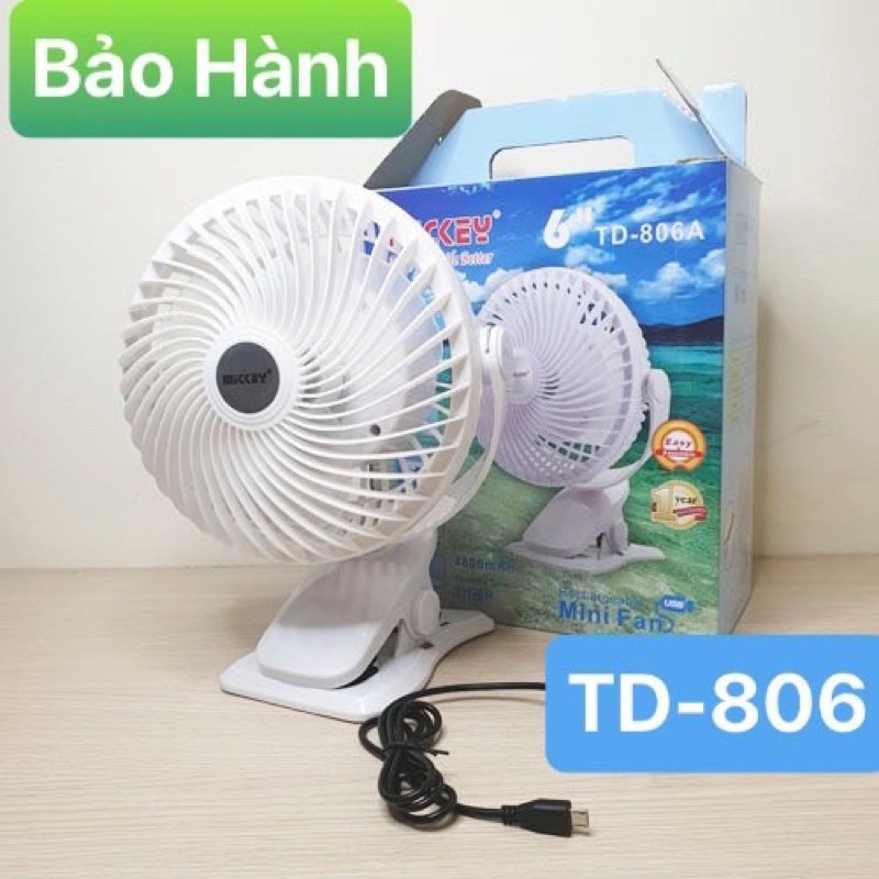 Quạt Kẹp Sạc Mickey TD 806 TD 809 Tích Điện