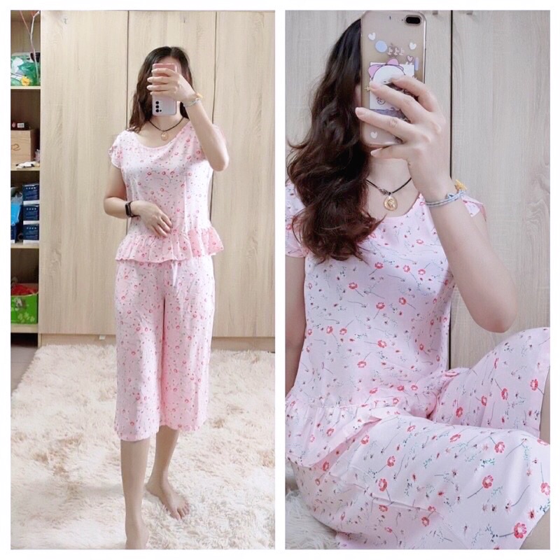 Bộ lanh lụa quần ống sớ áo bèo tay nụ hồng VT
