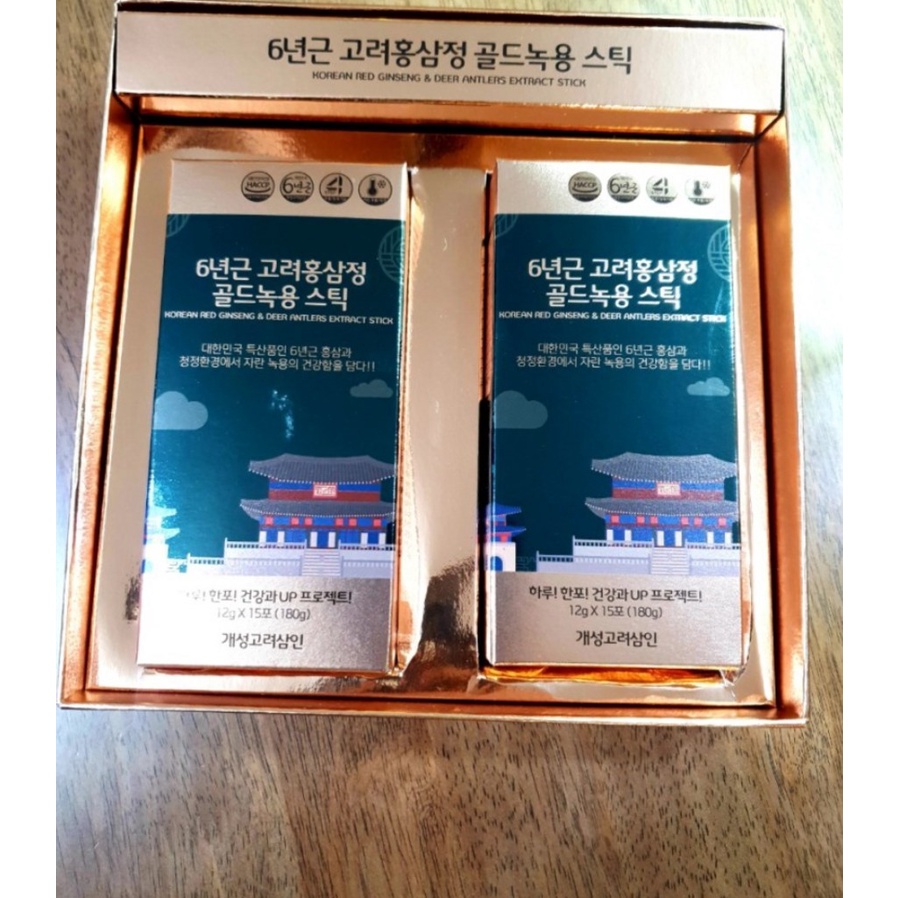 Hộp nước hồng sâm 6 năm tuổi nhung hươu Gaeseong Hàn Quốc 12gx30 gói