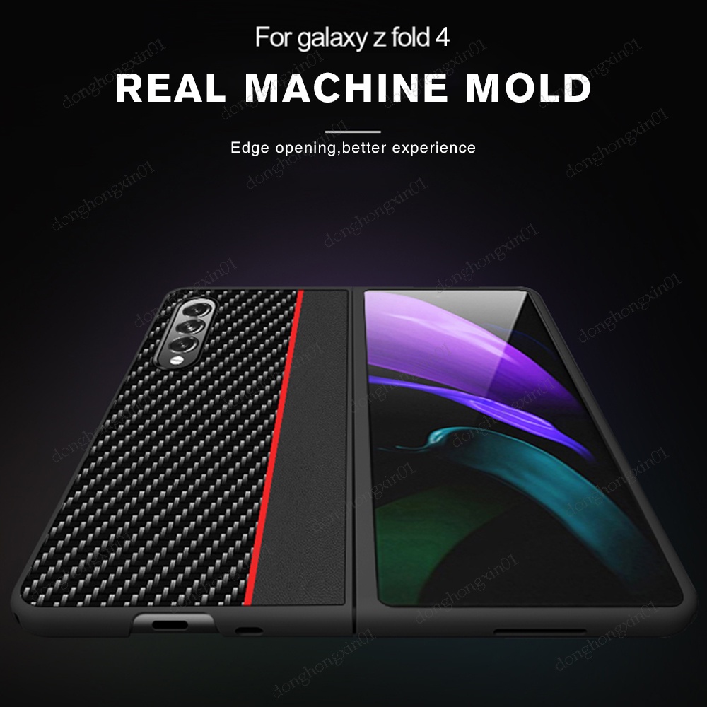 Ốp Điện Thoại PC Cứng Phối Da Sợi Carbon Cho Samsung Galaxy Z Fold4 ZFold4 5G Sumsung Z Fold 4 5G