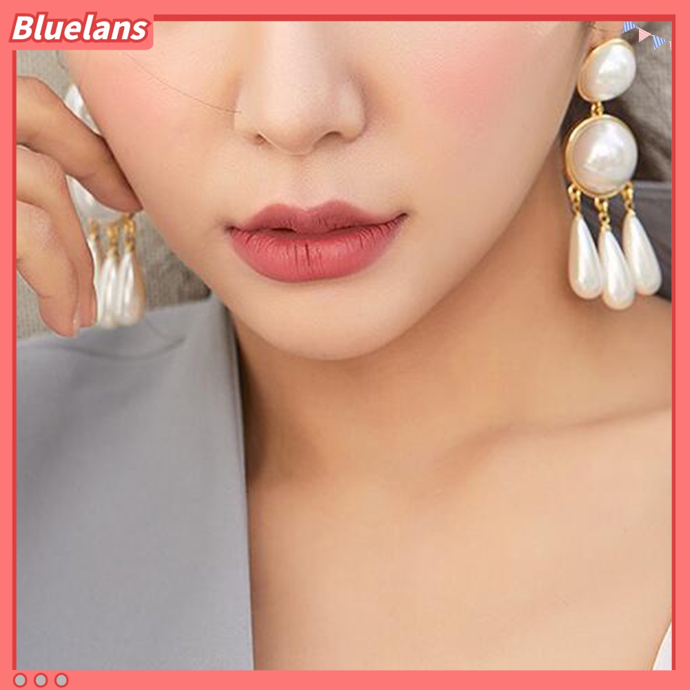 Đôi Bông Tai Hình Giọt Nước Đính Ngọc Trai Giả Thời Trang Cho Nữ