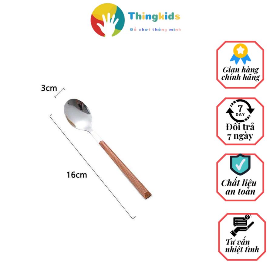Thìa cafe, muỗng cà phê cán gỗ inox tiện lợi siêu bền