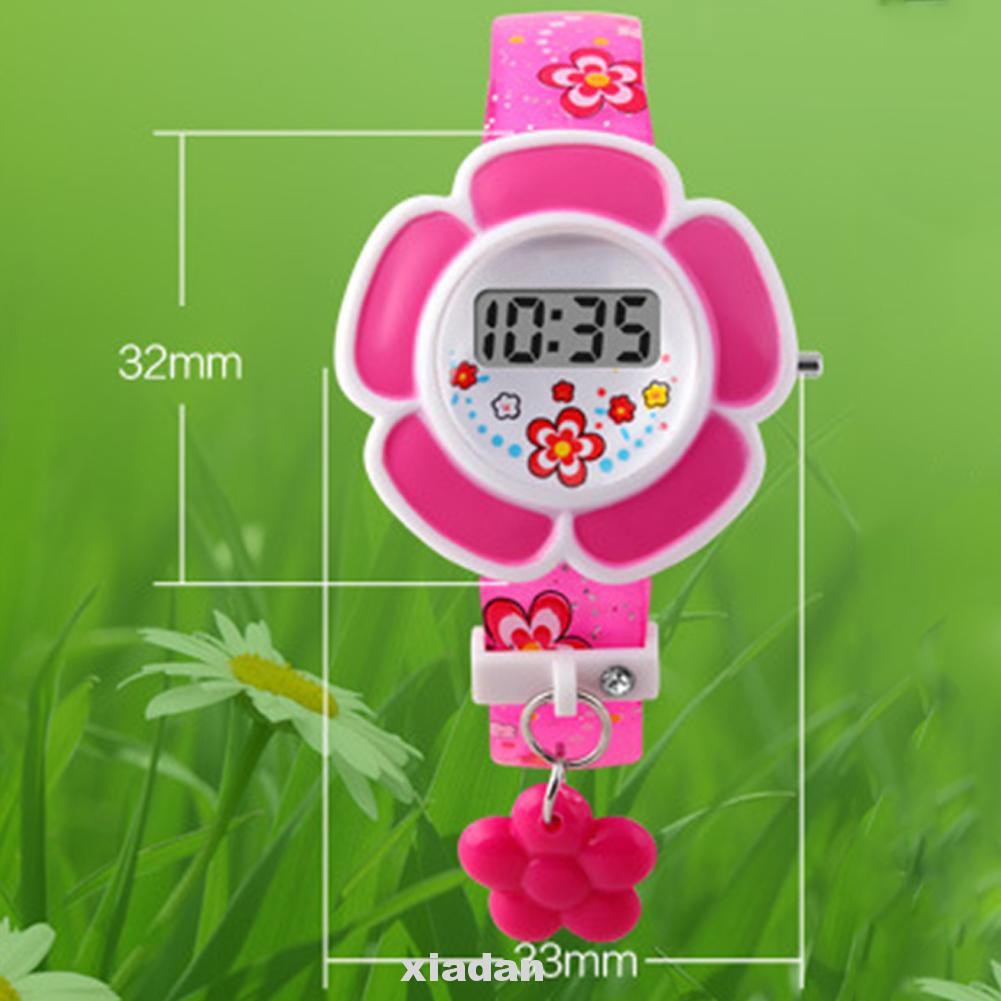 Cartoon flowers Leather Wrist Watch Lady Girl Women Teens Kids Watches