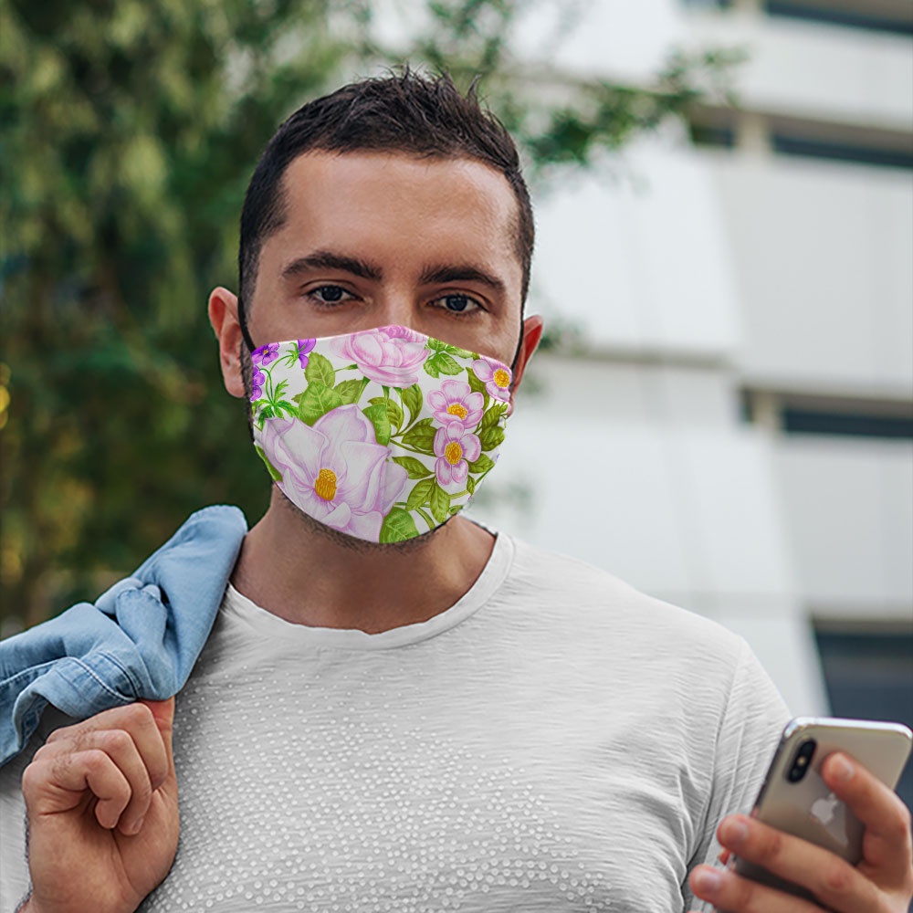 Khẩu trang vải eco mask FLOWERS_1492 CARTWELL chất liệu vải mềm dày 2 lớp chống nắng phòng dịch bệnh