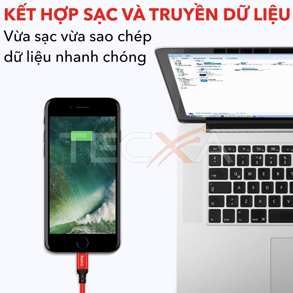 Cáp Sạc Nhanh Dây Dù Hoco X14 Iphone/Ipad/Androi Chính Hãng 1M/2M - tecxa