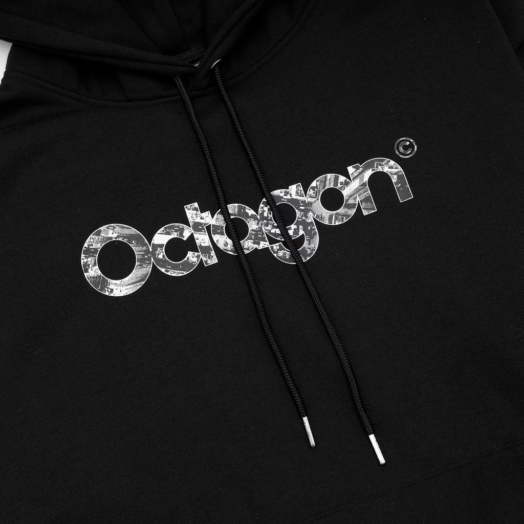 ÁO HOODIE THE CITY ĐEN - By Octagon - Vải nỉ bông dày dặn form rộng nam nữ unisex in hình Local Brand