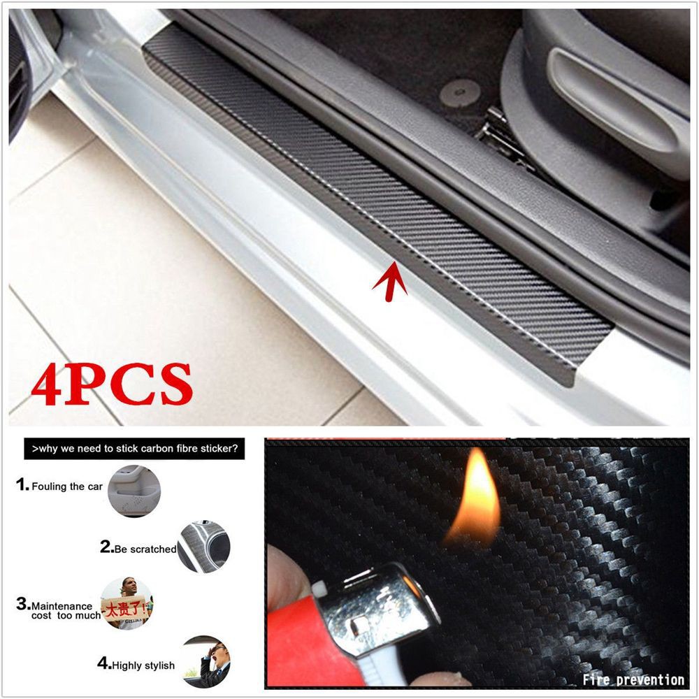 Bộ 4 miếng dán bọc cửa xe ô tô chống trầy sợi cacbon 3D