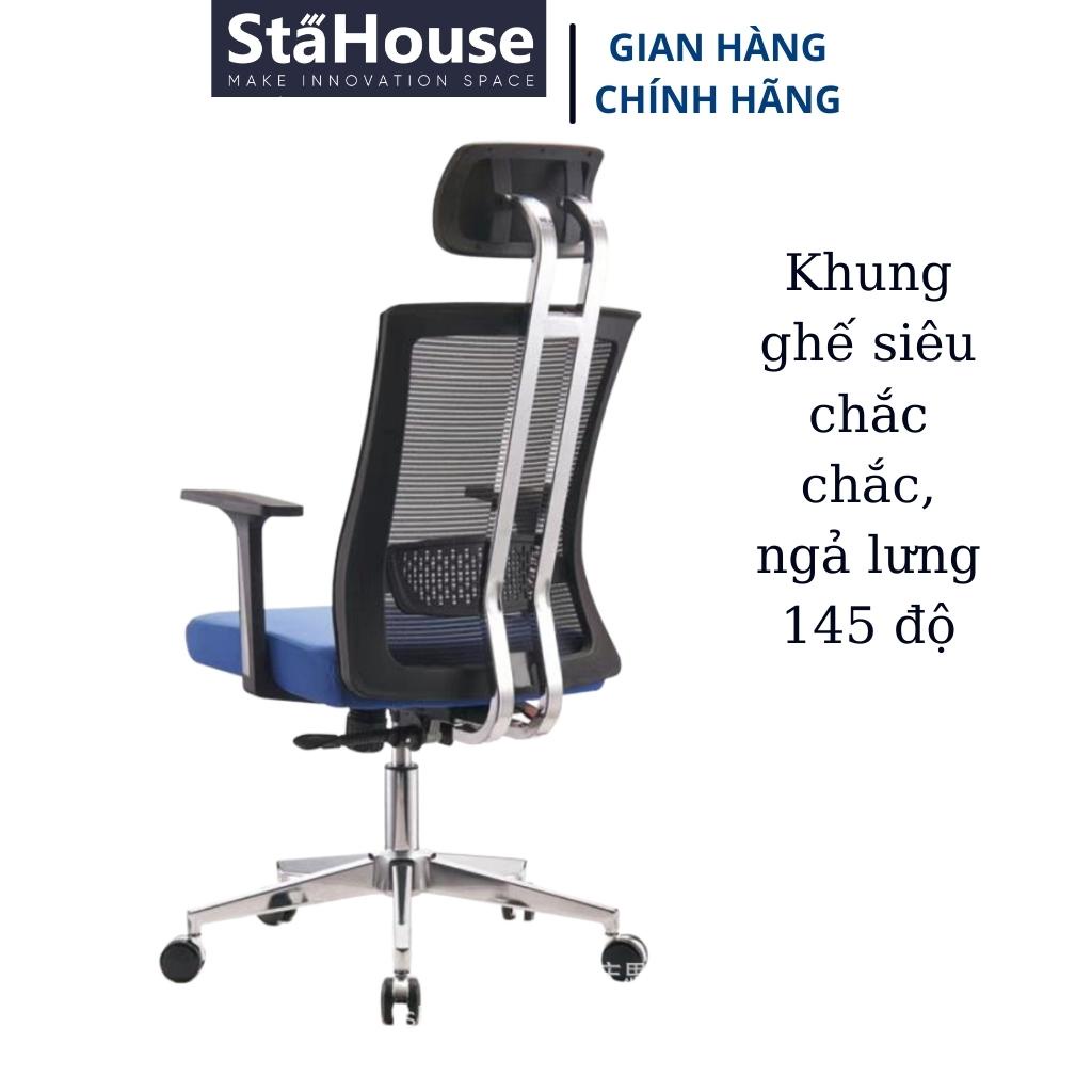 Ghế Công Thái Học Văn Phòng Ngả Lưng Thư Giãn Stahouse GVP J098, Ghế Làm Việc Nệm Bọc Mút Xốp Cao Cấp