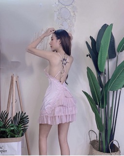 VÁY LỤA PHỐI REN XẾP TẦNG CAO CẤP