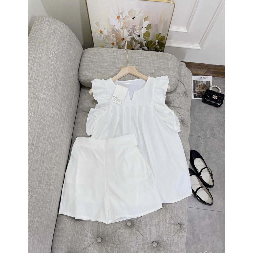 Sé Bộ Nữ, Sét Áo Babydoll Tay Bèo Mix Quần Sooc Mặc Siêu Mát Hàng Qc | BigBuy360 - bigbuy360.vn